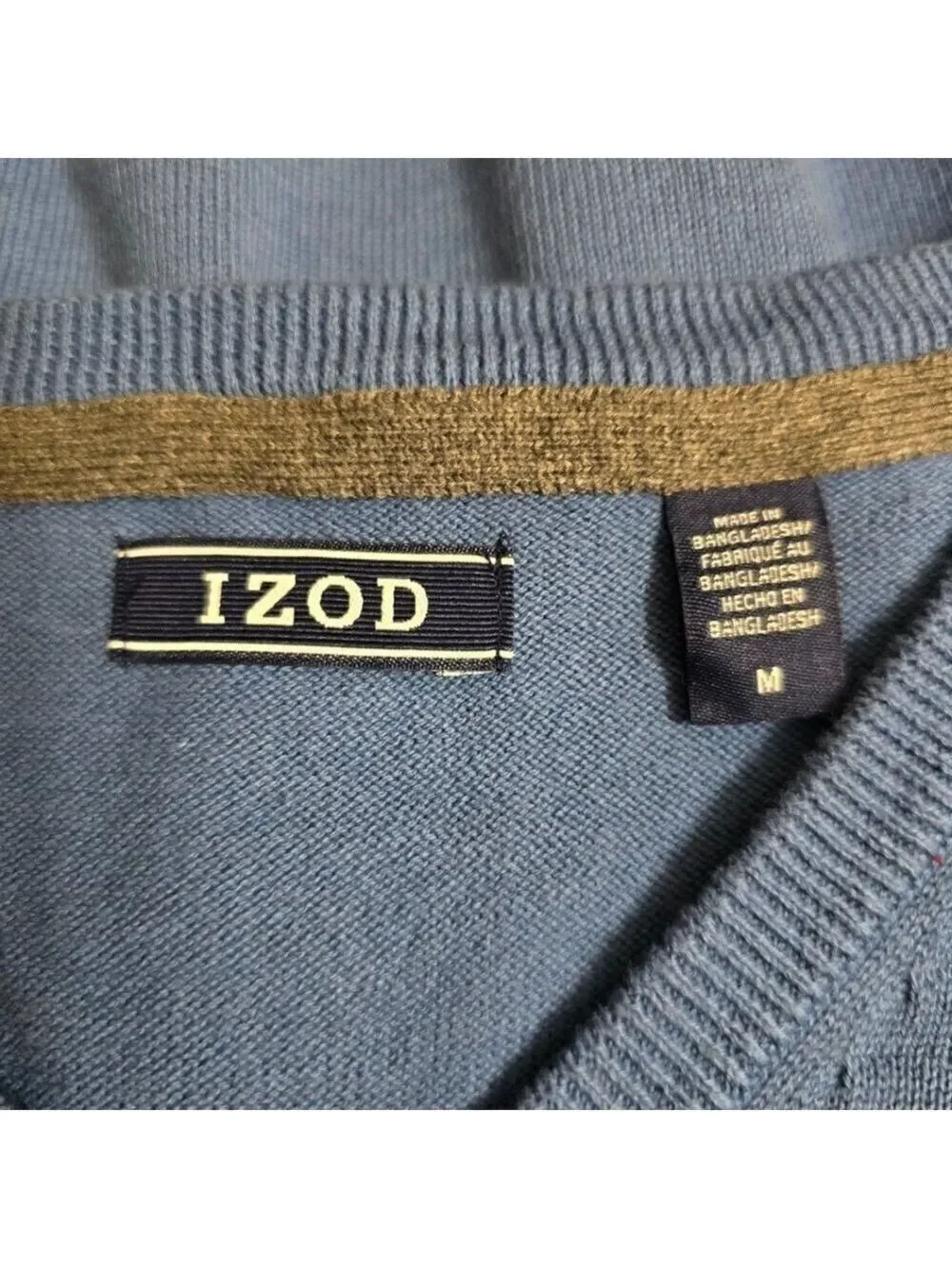 Izod Blue V-Neck Sleeveless Cotton Sweater Vest Sz M
